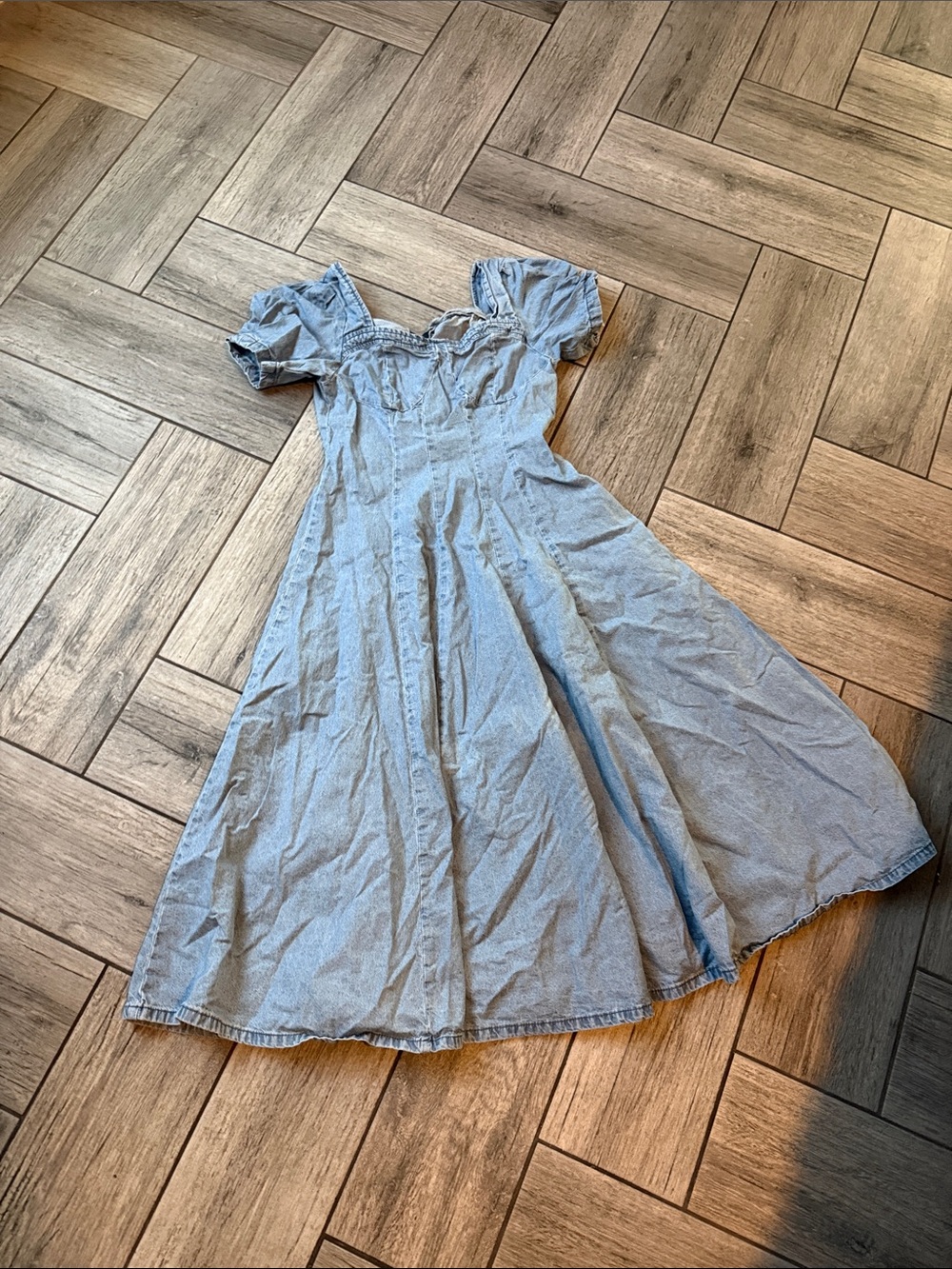 Light Blue Denim Midi Dress